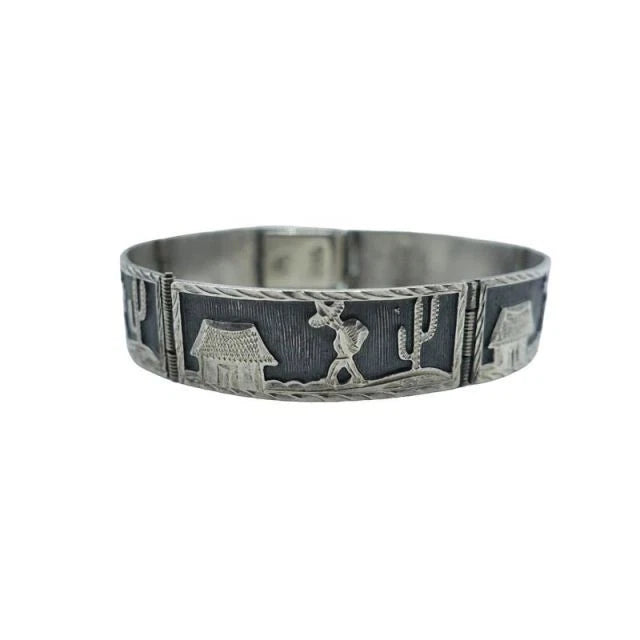 Vintage Mexican Jewelry Bracelet Silver