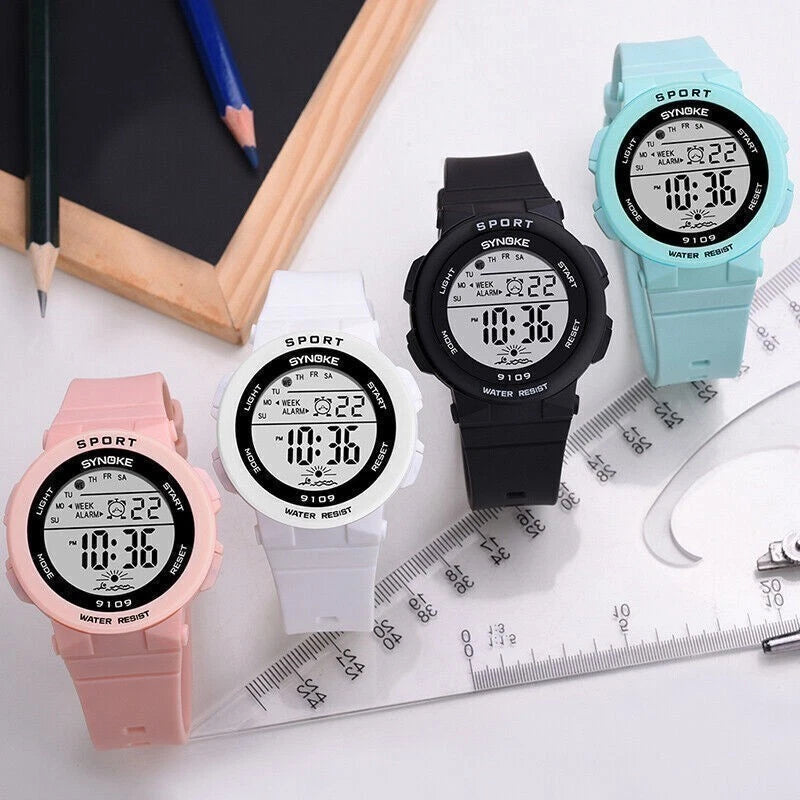 Digital Waterproof Watch for Girls Boys Cute Sport Luminous Alarm Wristwatch