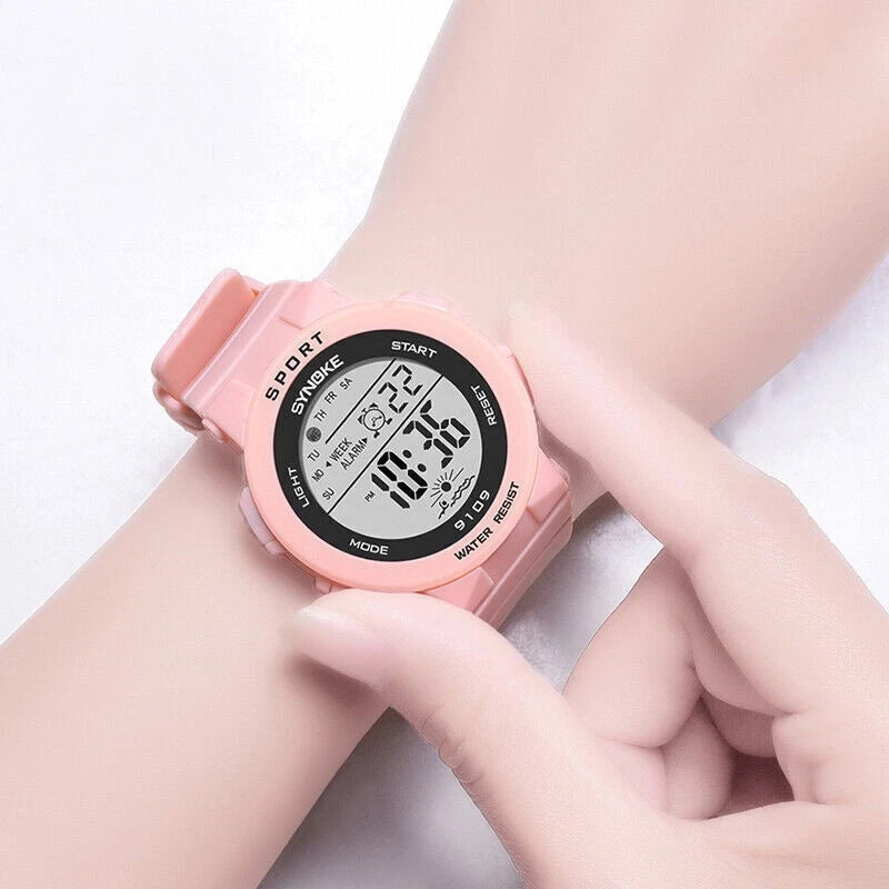 Digital Waterproof Watch for Girls Boys Cute Sport Luminous Alarm Wristwatch