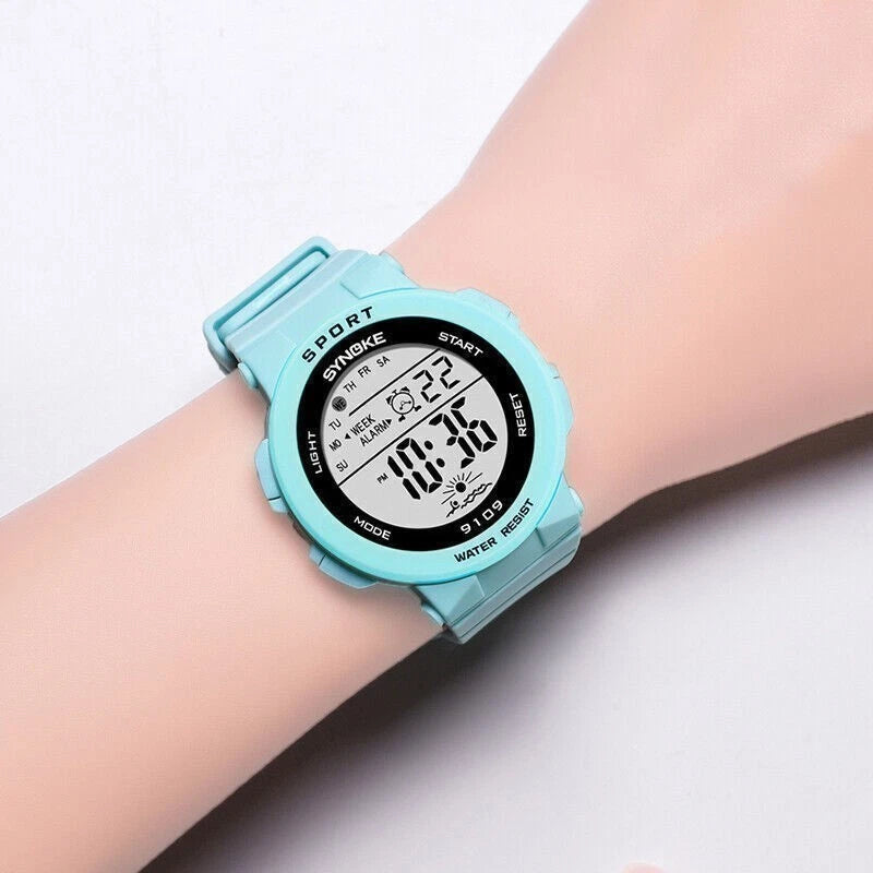 Digital Waterproof Watch for Girls Boys Cute Sport Luminous Alarm Wristwatch