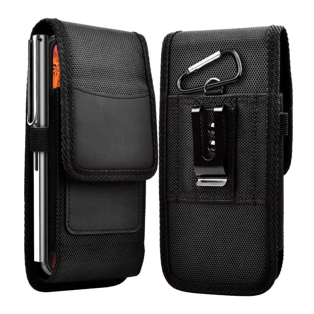 Vertical Nylon Cell Phone Belt Clip Holster Pouch Buckle Wallet Card Holder Case