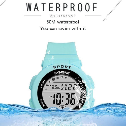 Digital Waterproof Watch for Girls Boys Cute Sport Luminous Alarm Wristwatch